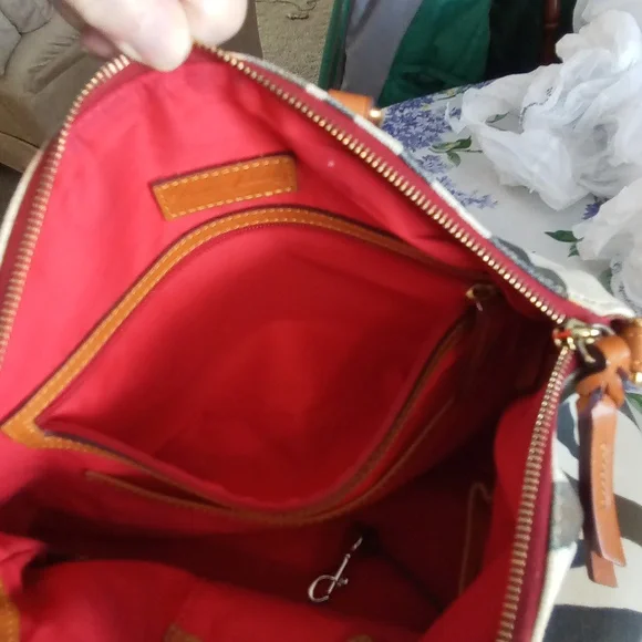 Dooney & Bourke Zebra Satchel, Leather & Canvas - Picture 5 of 11